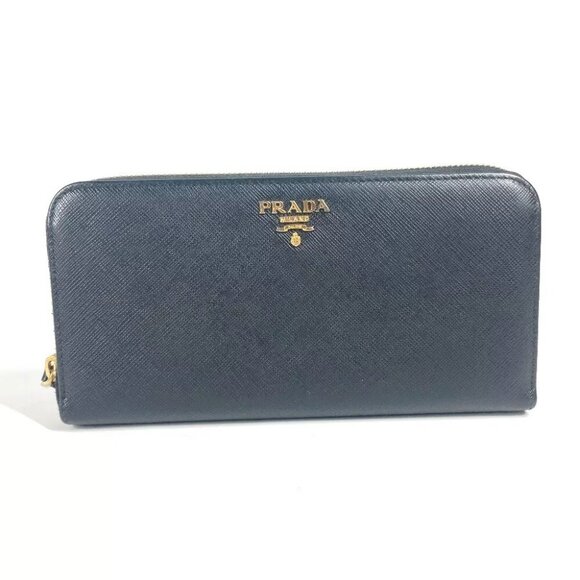 PRADA logo Heart Bicolor Long wallet Zip Around Long Wallet - Picture 1 of 14